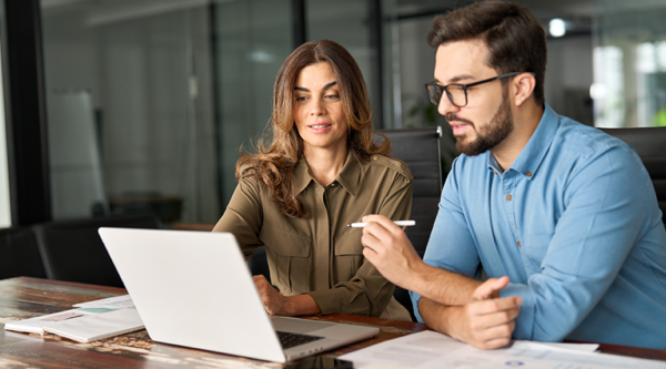 Charity trustees on a laptop