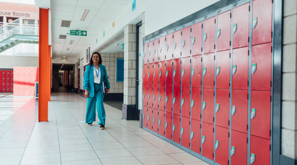 Person walking in a fire station