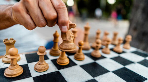 A person playing chess