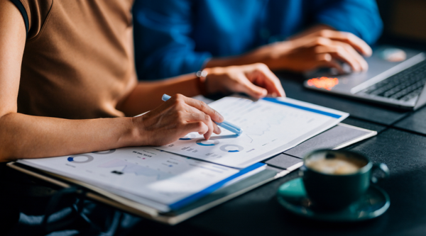 People working on a document