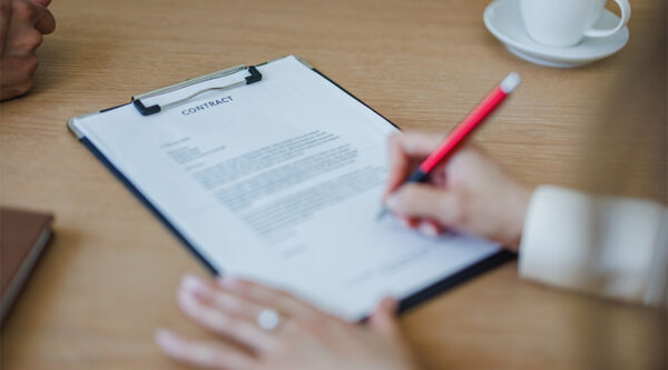 A contract being signed