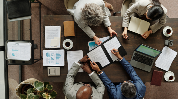 People sat around a table