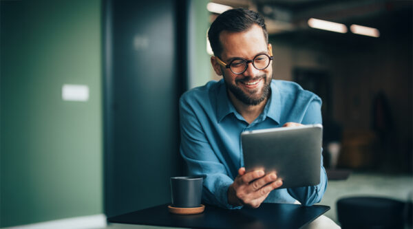 Person looking at his tablet