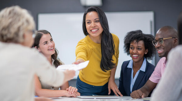 Employees in a meeting