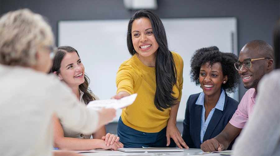 Employees in a meeting