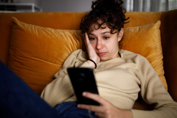 A woman checking her phone