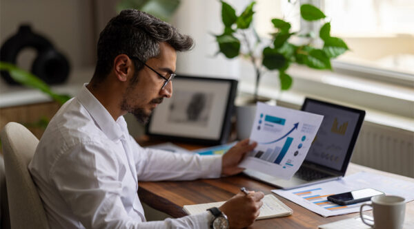 A man at a computer