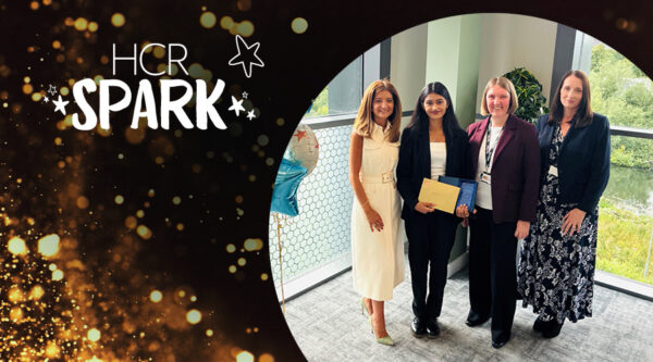 photo shows: left to right – Mrs Taboada-Naya, Headteacher of Northampton School for Girls, winner Vidhi Shah, Kerri Woodrow and Claire Howard-Amos, both Partners in HCR Law’s Northampton office