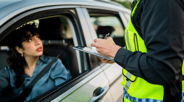 A driver being stopped by police