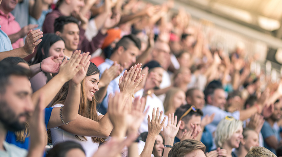 Football fans in attendance at a match