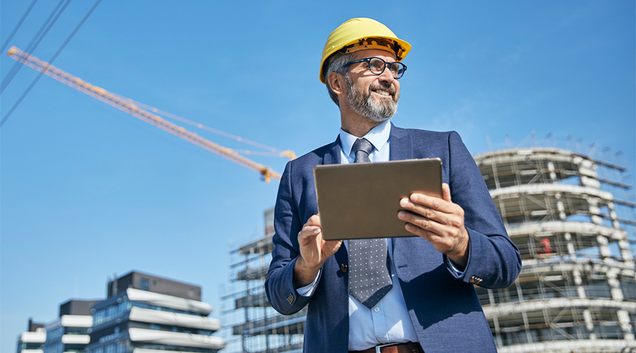 A lawyer by a construction site