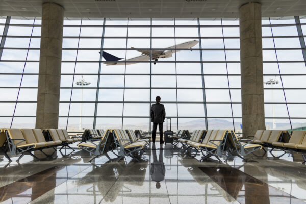 An airplane at an airport